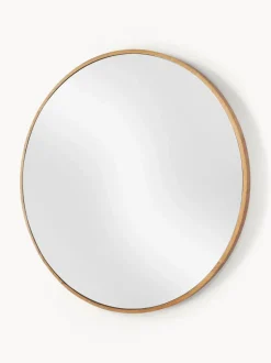 Espejo de pared redondo con marco de madera de roble Avery