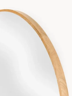 Espejo de pared redondo con marco de madera de roble Avery
