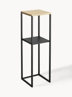 Estantería estrecha de metal y bambú Tower