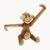 Figura decorativa de madera de teca artesanal Monkey, 10 cm