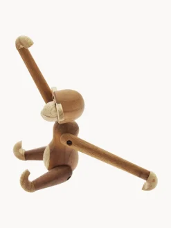 Figura decorativa de madera de teca artesanal Monkey, 10 cm