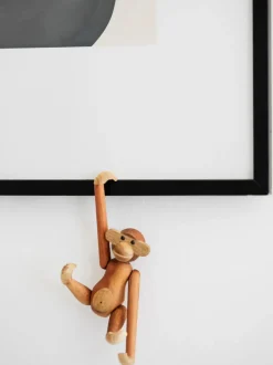 Figura decorativa de madera de teca artesanal Monkey, 10 cm