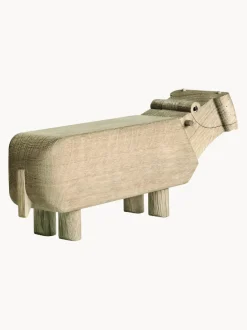 Figura decorativa de madera de roble Hippo