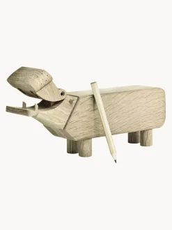 Figura decorativa de madera de roble Hippo