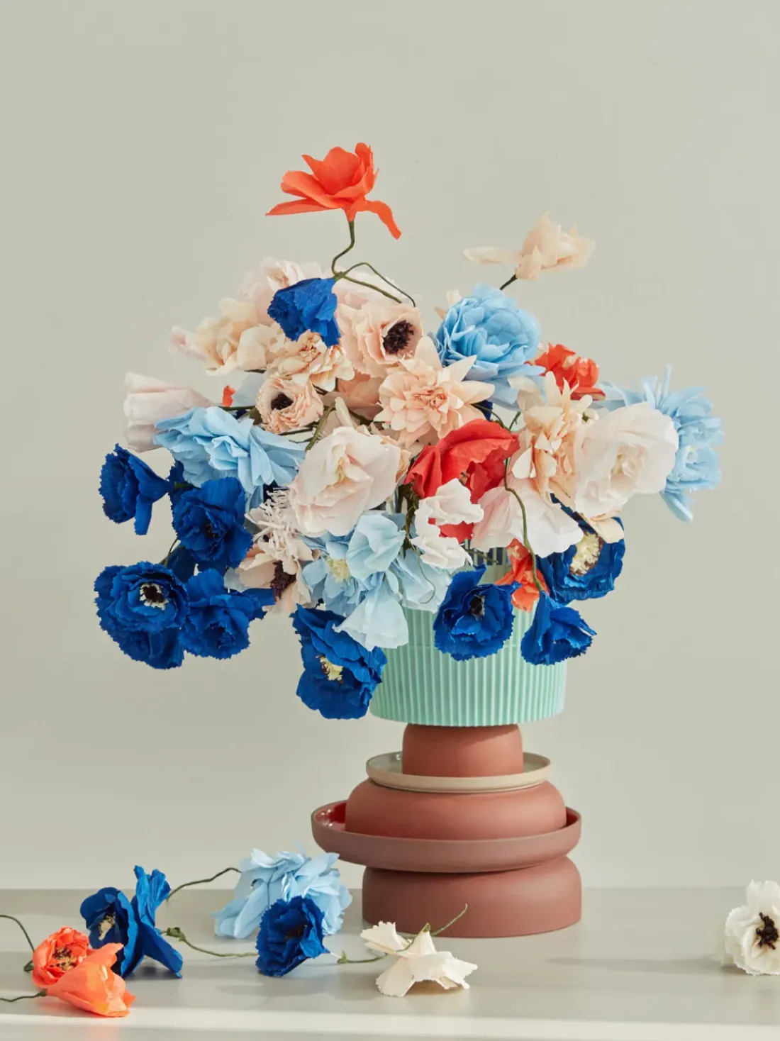 Flor artificial artesanal Ice Poppy