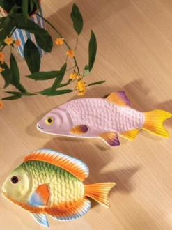 Fuente artesanal de dolomita Fish, 26 x 17 cm