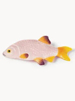 Fuente de dolomita pintada a mano Fish, 32 x 13 cm