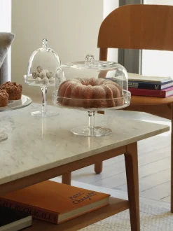 Fuente para postre de vidrio soplado artesanalmente con tapa Klara