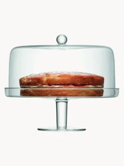 Fuente para postre de vidrio soplado artesanalmente con tapa Klara