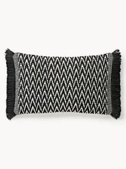 Funda de cojín de exterior con tejido estampado y flecos Suria
