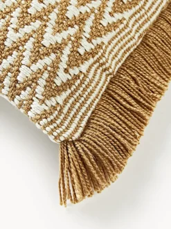 Funda de cojín de exterior con tejido estampado y flecos Suria