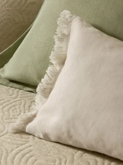 Funda de cojín de lino con dobladillo elevado Taryn