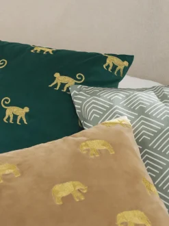 Funda de cojín de terciopelo bordada Legong