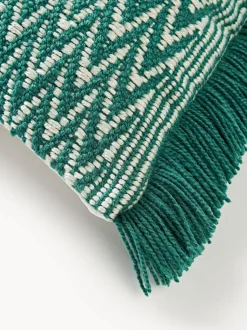 Funda de cojín para exterior con tejido artesanal y flecos Suria