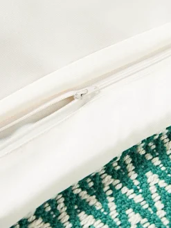 Funda de cojín para exterior con tejido artesanal y flecos Suria