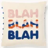 Funda de cojín reversible con inscripción bordada Blah Blah