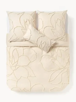 Funda nórdica de percal con decoración de penachos Madeline