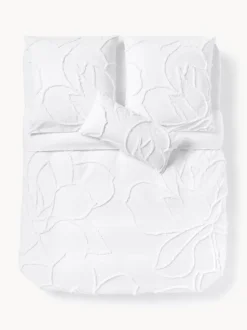 Funda nórdica de percal con decoración de penachos Madeline