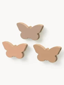 Ganchos de pared artesanales de madera de haya Butterfly, 3 uds.