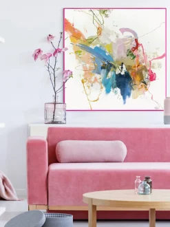 Impresión sobre lienzo acabada a mano enmarcada Confidential Pink