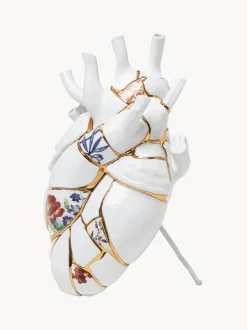 Jarrón de porcelana con decoración dorada Love in Bloom, 25 cm