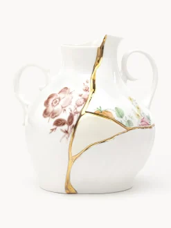 Jarrón de porcelana fina Kintsugi, 19 cm