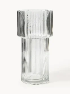 Jarrón de vidrio acanalado Lija, 30 cm