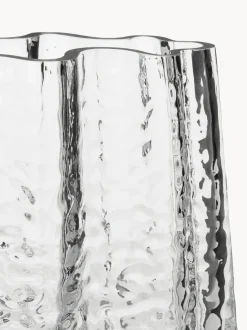 Jarrón de vidrio soplado artesanalmente con relieves Gry, 19 cm