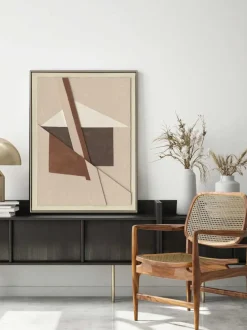 Lienzo pintado a mano con marco Brown Shapes