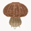 Lámpara de mesa artesanal de ratán Mushroom, pórtatil