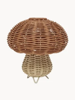 Lámpara de mesa artesanal de ratán Mushroom, pórtatil