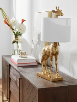 Lámpara de mesa de diseño grande con pantalla de lino Epigaea
