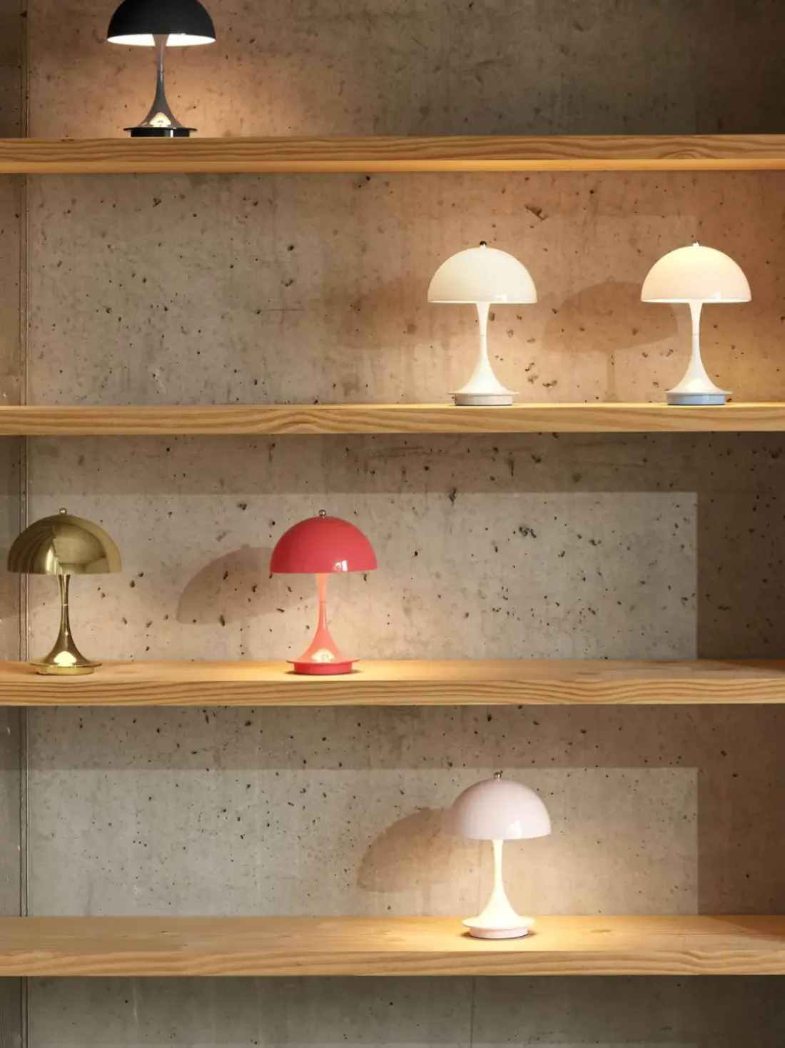 Lámpara de mesa LED regulable Panthella de diseño Verner Panton, 24 cm, portátil