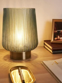 Lámpara de mesa pequeña LED Pretty Glamour, con temporizador y portátil