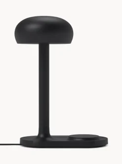 Lámpara de mesa pequeña regulable LED Emendo, con estación de carga