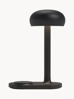 Lámpara de mesa pequeña regulable LED Emendo, con estación de carga