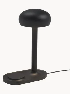 Lámpara de mesa pequeña regulable LED Emendo, con estación de carga
