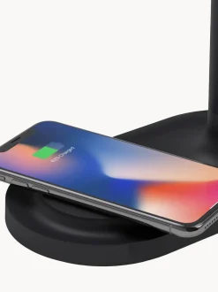 Lámpara de mesa pequeña regulable LED Emendo, con estación de carga