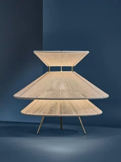 Lámpara de mesa regulable de lino Kiku