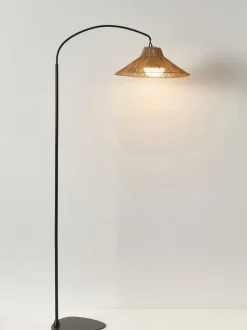 Lámpara de pie artesanal regulable LED Niza, con mando a distancia