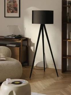 Lámpara de pie con pantalla de madera maciza Jake
