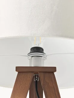 Lámpara de pie trípode de madera maciza Jake