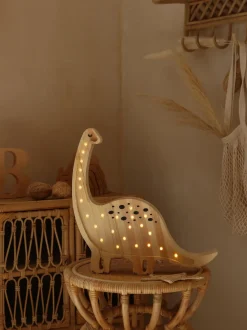 Lámpara infantil LED artesanal regulable Diplodocus, con función de temporizador