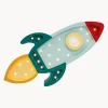 Lámpara infantil LED artesanal regulable Space Rocket, con función de temporizador