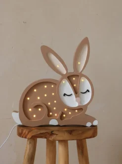 Lámpara infantil LED artesanal regulable Bunny, con función de temporizador y control a mando