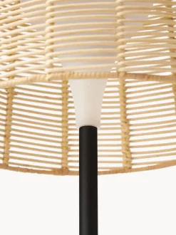 Lámpara LED solar para interior/exterior con pantalla de ratán Kyra