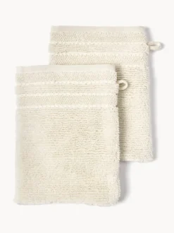 Manoplas de baño con borde a rayas Luxe, 2 uds.