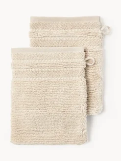 Manoplas de baño con borde a rayas Luxe, 2 uds.