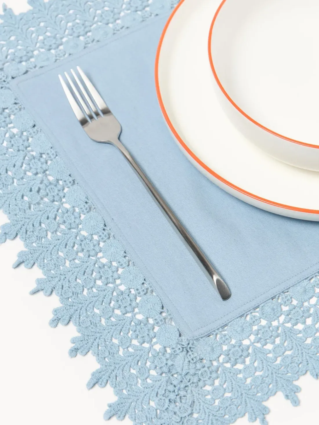 Manteles individuales con ribete de encaje Flavia, 2 uds.