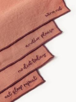 Manteles individuales de lino con bordado Cosmo, 4 uds.